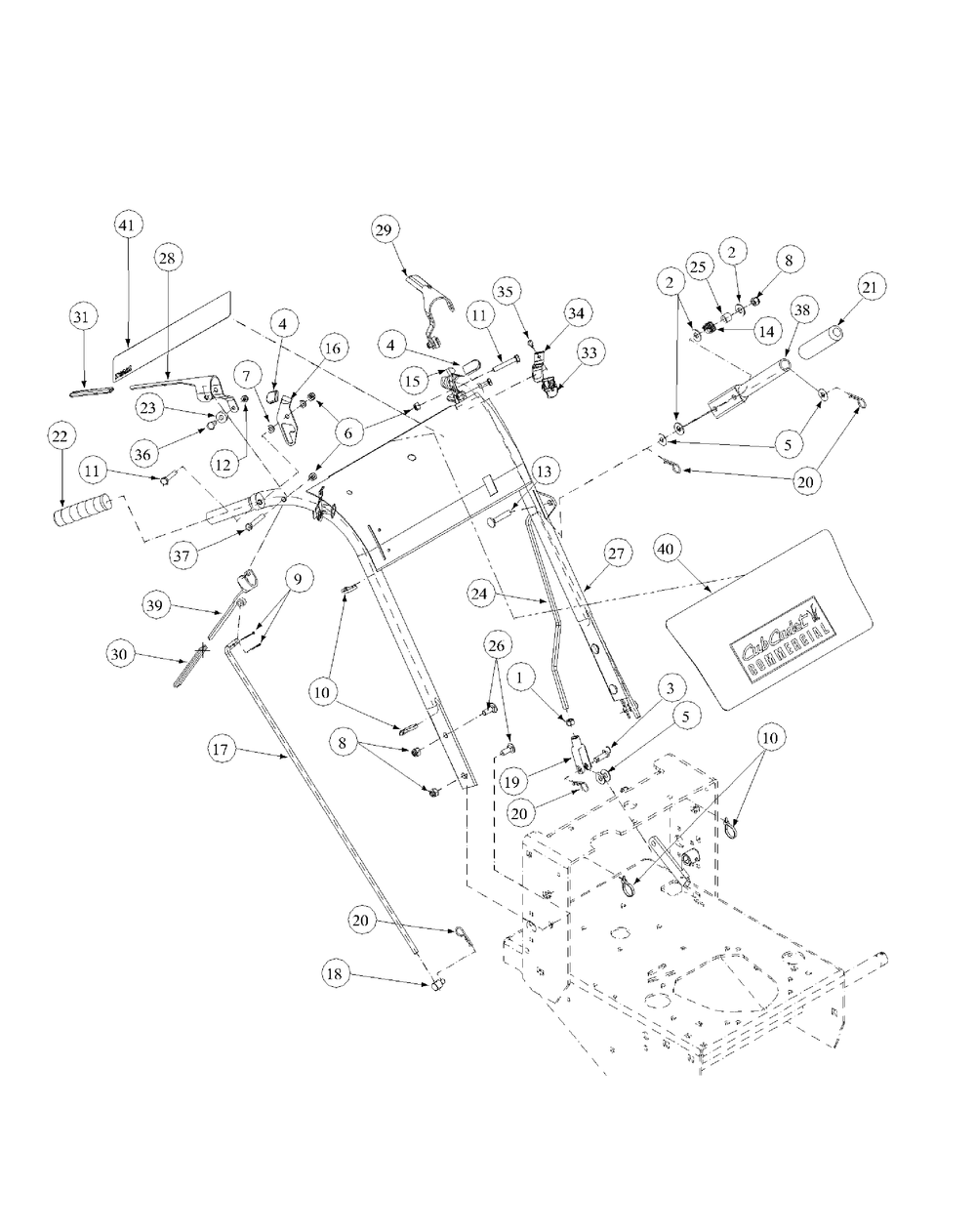 Handle Assembly Diagram and Parts List for G1548 55AE232S150-WAM Cub Cadet Lawn Mower